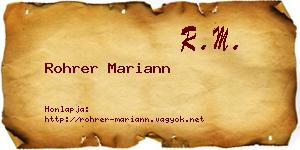 Rohrer Mariann névjegykártya